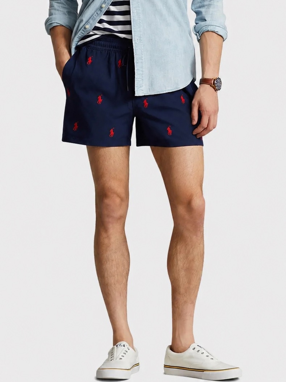 Polo Ralph Lauren Traveler Swim Trunks XL Navy Red Pony